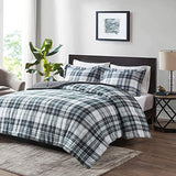 Madison Park Essentials Parkston Plaid Comforter, Matching Sham, 3M Scotchguard Stain Release Cover, Hypoallergenic All Season Bedding-Set, Full/Queen, Black, 3 Piece Madison Park