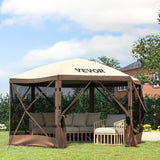 VEVOR Pop Up Gazebo Screen Tent, Pop-Up Instant Gazebo Tents with Mosquito Netting Outdoor Canopy, 6 Sided Sun Shelter 10x10ft with 6 Removable Wind Cloths & 2 Mesh Windows, Pavilion Tent for Patio VEVOR