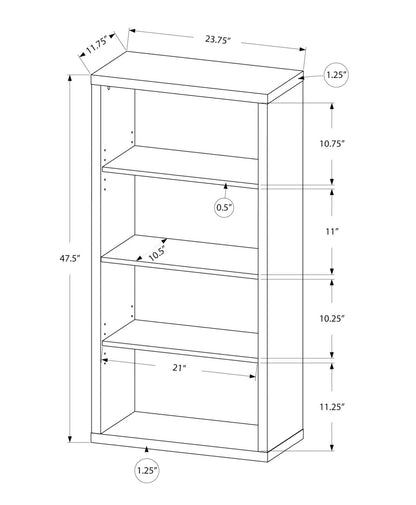 Contemporary Dark Taupe 5-Tier Bookshelf by Monarch Specialties - WoodArtSupply