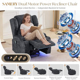 Power Swivel Rocker Recliner Chair for Adults, Dual-Motor Power Recliner with Independent Back & Footrest, Massage & Heat, 3-Sided Lights, USB, Cup Holder, Glider Rocking Chair for Living Room, Gray