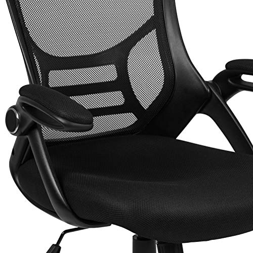 Flash Furniture Porter High Back Black Mesh Ergonomic Swivel Office Chair with Black Frame and Flip-up Arms Flash Furniture