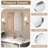 MODCART Silver Bathroom Mirrors for Wall, 55X30 Inch Rounded Rectangle Mirror, Silver Bathroom Vanity Mirror, Metal Framed Wall-Mounted Mirror（Horizontally or Vertically, Tempered Glass MODCART