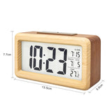 everwood Wooden Digital Alarm Clocks for Bedrooms Battery Operated, Wooden LCD Digital Clock with Smart Sensor Night Light, Temperature Detect, Snooze Function everwood