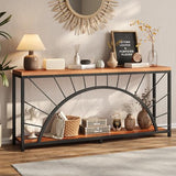 70.9 Inch Console Table, Extra Long Industrial Sofa Tables, 2-Tier Behind Couch Table, Foyer Tables for Entryway, Hallway, Living Room, Unique Design UNIQUITE