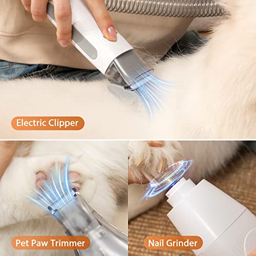 Afloia Dog Grooming Kit, Pet Grooming Vacuum & Dog Clippers Nail Trimmer Grinder & Dog Brush for Shedding with 6 Pet Grooming Tools, Low Noise Dog Hair Remover Pet Grooming Supplies for Dog Cat Afloia