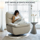 FLEXISPOT XR7 Power Swivel Recliner Chair for Adults, 41” Extra Wide Swivel Rocker Recliner, Power Rocking Glider with Side Pocket, 350 Lbs Capacity for Living Room Bedroom Gaming Room,White