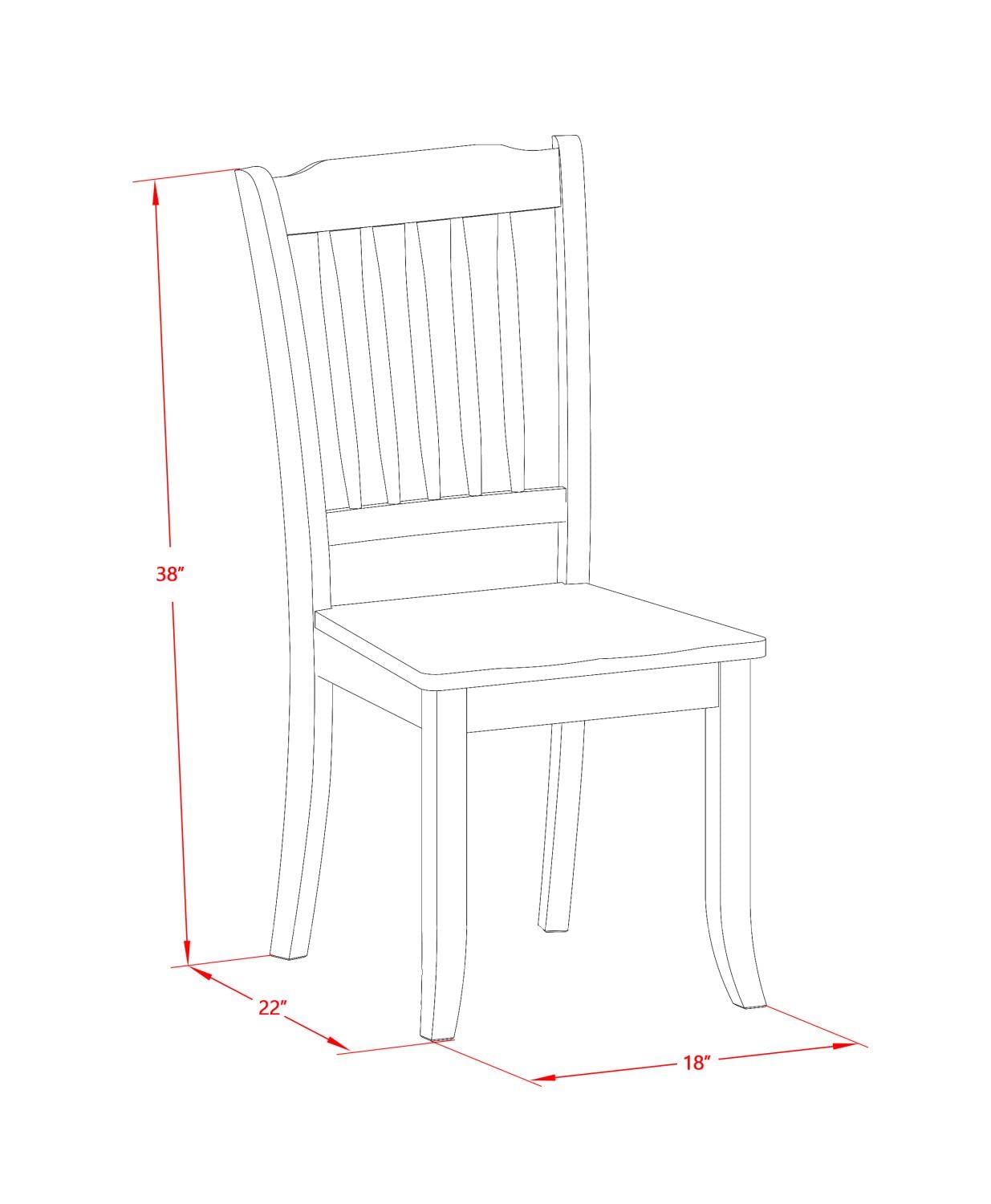 East West Furniture DAC-BCH-W Danbury Dining Room Chairs - Slat Back Solid Wood Seat Chairs, Set of 2, Black & Cherry - WoodArtSupply