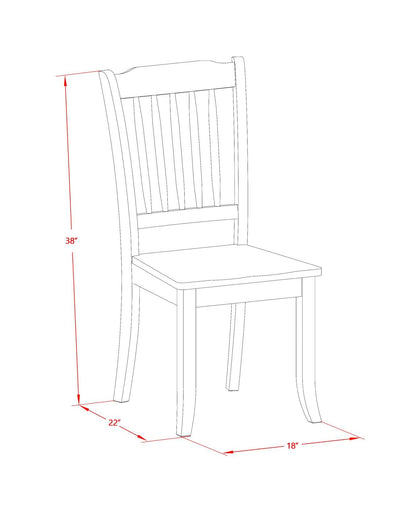 East West Furniture DAC-BCH-W Danbury Dining Room Chairs - Slat Back Solid Wood Seat Chairs, Set of 2, Black & Cherry - WoodArtSupply