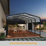KEIKI 15x25FT Metal Carport, Heavy Duty Carport with Reinforced Support Base, Metal Car Garage for All Weather, Sturdy Canopy Shelter for Car, Truck, Pickup, SUV, Tractor, and Boat KEIKI