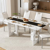 St.Mandyu 7 Pieces Dining Table & Chairs Set for 4-8 People, 71 Inch Kitchen Table with 6 Chairs, Rectangle Dining Table with Wooden Legs for Dining Room, Living Room, White St.Mandyu