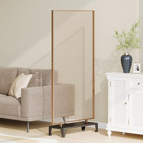 Christopher Knight Home Eldon Metal Room Divider Screen, Tall Single Panel Mesh Privacy Screen, Iron Frame and Modern Design Room Separation, Free Standing Wall Partition, Gold Brushed Brown+Black Christopher Knight Home