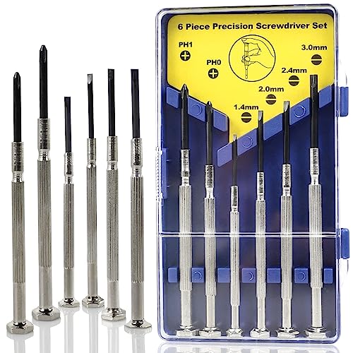 6 PCS Precision Screwdriver Sets, Eyeglass Repair Kit Screwdriver, Mini Screwdriver Set, Flat Head and Philips Head Screwdriver Sets, With 6 Different Sizes, Suitable For Watch, Electronic Re - WoodArtSupply