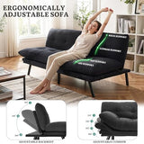 YITAHOME Convertible Futon Sofa Bed with Adjustable 3 Color Light Strip, 70" Folding Futon Set for Living Room Home Office Aprtment, Modern Futon Couch with Adjustable Backrest & Armrests, Black YITAHOME