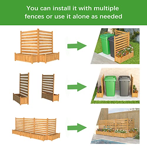 GDLF Air Conditioner Fence Outdoor Wood Privacy Screen with Planter Box for Trash Can Pool Equipment No-Dig Kit 36" W x 45" H （2 Panels） GDLF