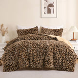 Melo10PM Cheetah Print Fluffy Faux Fur Comforter Set Queen Size, 3 Pieces Brown Leopard Plush Shaggy Fuzzy Bedding Set, Ultra Soft Luxury Furry Boho Animal Print Winter Warm Comforter for Women Gilrs Melo10PM