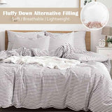 Nanko King Size Comforter Set, Grey and White Striped Print Pattern Soft Reversible Down Alternative Quilted Duvet Insert Bed Sets, Bedding Sets in a Bag for Women Men Teen, 104x90 3 Pcs Gray Stripe Nanko