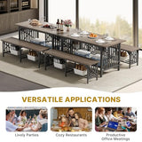 DWVO 3-Piece Dining Table Set for 4-6 People with 2 Benches, 63" Dining Room Table, Industrial Rectangular Dining Room Table Set with Storage for Kitchen, Dining Room, Grey DWVO