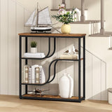 HOOBRO 29.5" Console Table, 5-Tier Narrow Entryway Table, Behind Couch Table with Storage Shelves, Sofa Table for Hallway, Living Rooms, Entryway, Rustic Brown and Black BF69XG01 HOOBRO