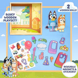 Horizon Group USA Bluey Magnetic Wooden Playhouse, 18 Piece Activity Set, Includes 2 Wooden Dolls House, Great Toys for Kids, Fun Birthday Party Activity, House Playset Horizon Group USA