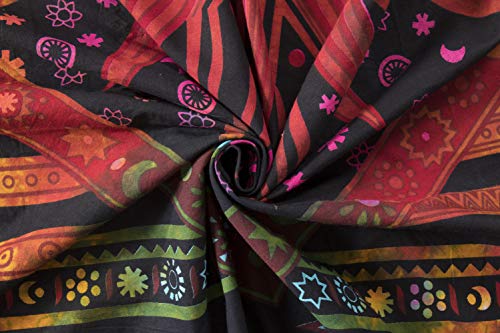 Popular Handicrafts Indian Burning Sun Moon Hippie Mandala Window Curtains for Doorways Closets - Gypsy Tye Dye Bohemian Beautiful Drapery Bedroom Livingroom Divider Balcony Valance Panels Golden Popular Handicrafts