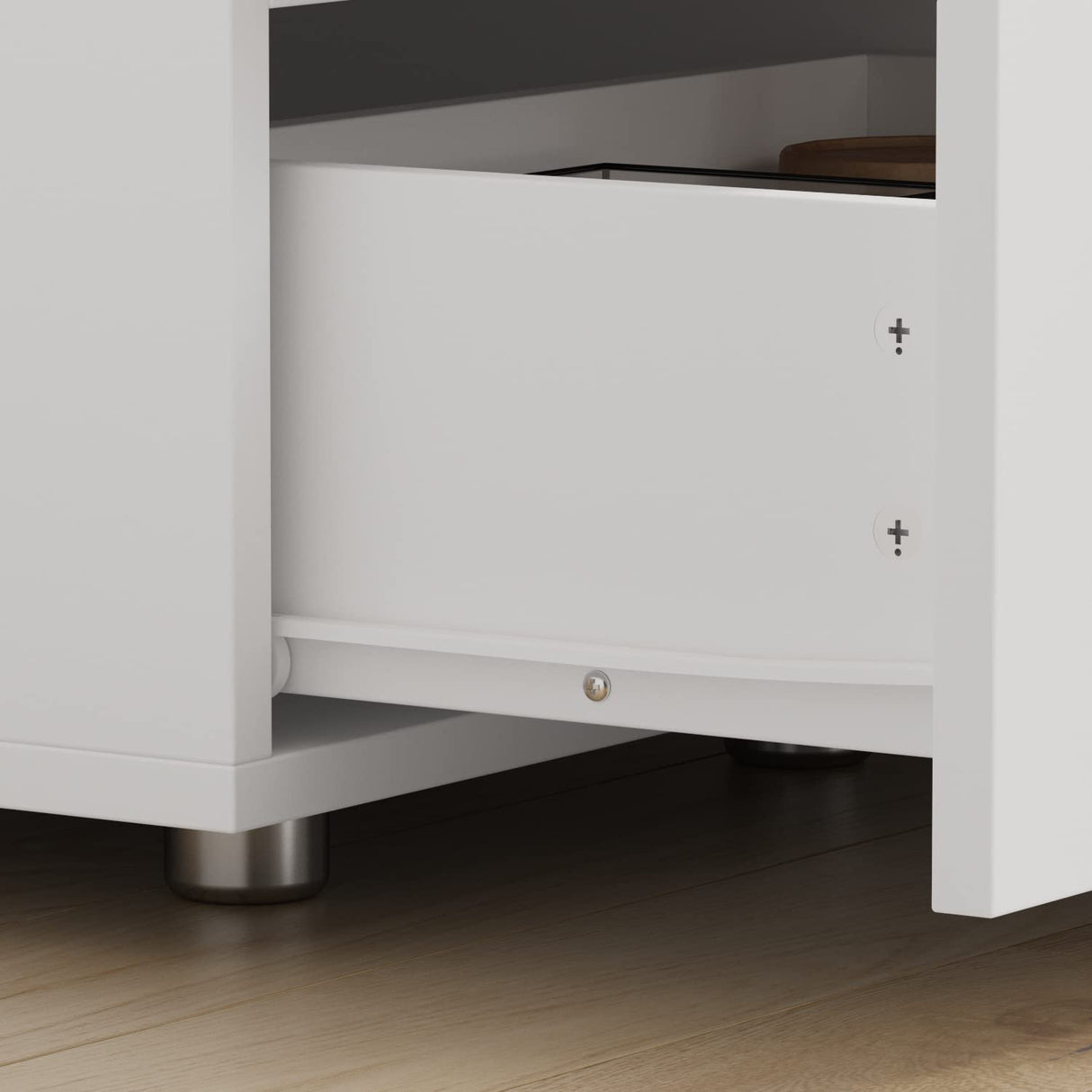 FUNISIR Nightstand with 2 Drawers, Modern Bedroom End Table with No Handle, Wooden Bedside Storage Cabinet, White FUNISIR