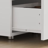 FUNISIR Nightstand with 2 Drawers, Modern Bedroom End Table with No Handle, Wooden Bedside Storage Cabinet, White FUNISIR