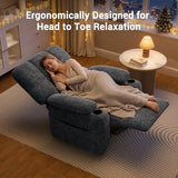 AMADA HOMEFURNISHING Power Recliner Chair for Adults, Infinite Adjustable Chenille Electric Recliner with Cup Holder, Remote, USB Port, Side Pockets & Thick Seat Cushion, for Living Room & Bedroom
