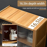 70" Bamboo Farmhouse Kitchen Pantry Cabinet with Acrylic Doors and Versatile Storage Solutions ouioyggk