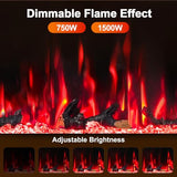 Electric Fireplace Mantel with Grey Marble Finish, 69” Fireplace TV Stand with 42”Electric Fireplace Heater, Remote Control, Adjustable Led Flame, Corner Fireplace for Living Room, Bedroom, White Eshoma