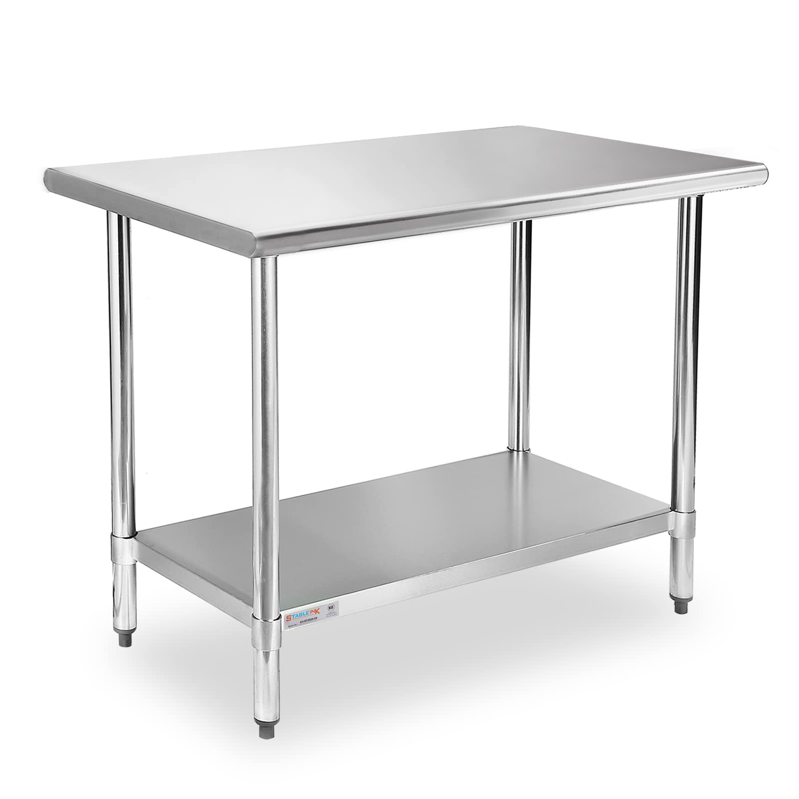 STABLEINK NSF Stainless Steel Table, 24 x 36 Inches Metal Prep & Work Table with Adjustable Undershelf, for Commercial Kitchen, Restaurant, Hotel and - WoodArtSupply