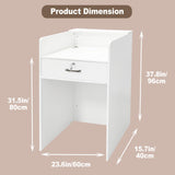 Reception Desk with Counter LED Light, Modern Front Desk with Lockable Drawer, White Retail Checkout Counter for Clothing Store Lobby Beauty Salon (White, 37.8x23.6x15.7in) CDDUOLA