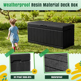 Greesum 82 Gallon Resin Deck Box Large Outdoor Storage for Patio Furniture, Garden Tools, Pool Supplies, Weatherproof and UV Resistant, Lockable, Black Greesum