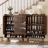 Large Shoe Cabinet with Doors for Up to 24 Pairs, 6-Tier Entryway Shoe Storage Cabinet with Adjustable Shelves, Freestanding Shoes Rack Organizer for Hallway, Closet, Bedroom, Living Room, Walnut Vabches