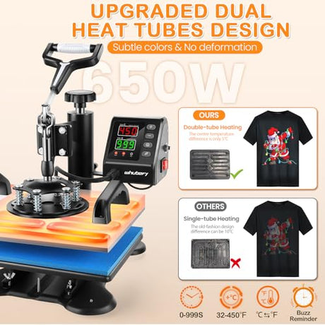 12" x 10" Heat Press Machine for T-Shirt, Shirt Press Machine for Sublimation T-Shirts Pillow Bag Garments Photo Slate Ceramic Frame,Swing Away Sublimation Heat Press Printer for Heat Transfer Vinyl Wesoky