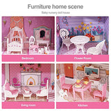 ROBUD Wooden Dollhouse Playset, 3 Stories, 5 Rooms, 24 PCS Furniture, Pretend Play Toys Gift for Kids Toddlers Girls ROBUD