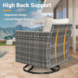 ovios Patio Furniture Set, 7 Piece Outdoor Wicker Sofa with Swivel Rocking Chairs, Loveseat and Comfy Cushions, High Back Rattan Couch Conversation Set, Beige ovios