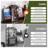 JunVpic Record Player Stand with Vinyl Storage – Record Table with Holder,6-Bin Vinyl Storage Rack & Drawer, Dual Side Display Shelves,Holds 200+ Albums,Turntable Stand for Living Room,Bedroom (Brown) JunVpic