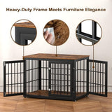 rehomerance 38 Inch Heavy Duty Dog Crate Furniture for Large and Medium Dogs, Decorative Pet House End Table, Wooden Cage Kennel Furniture Indoor, Rustic Brown rehomerance