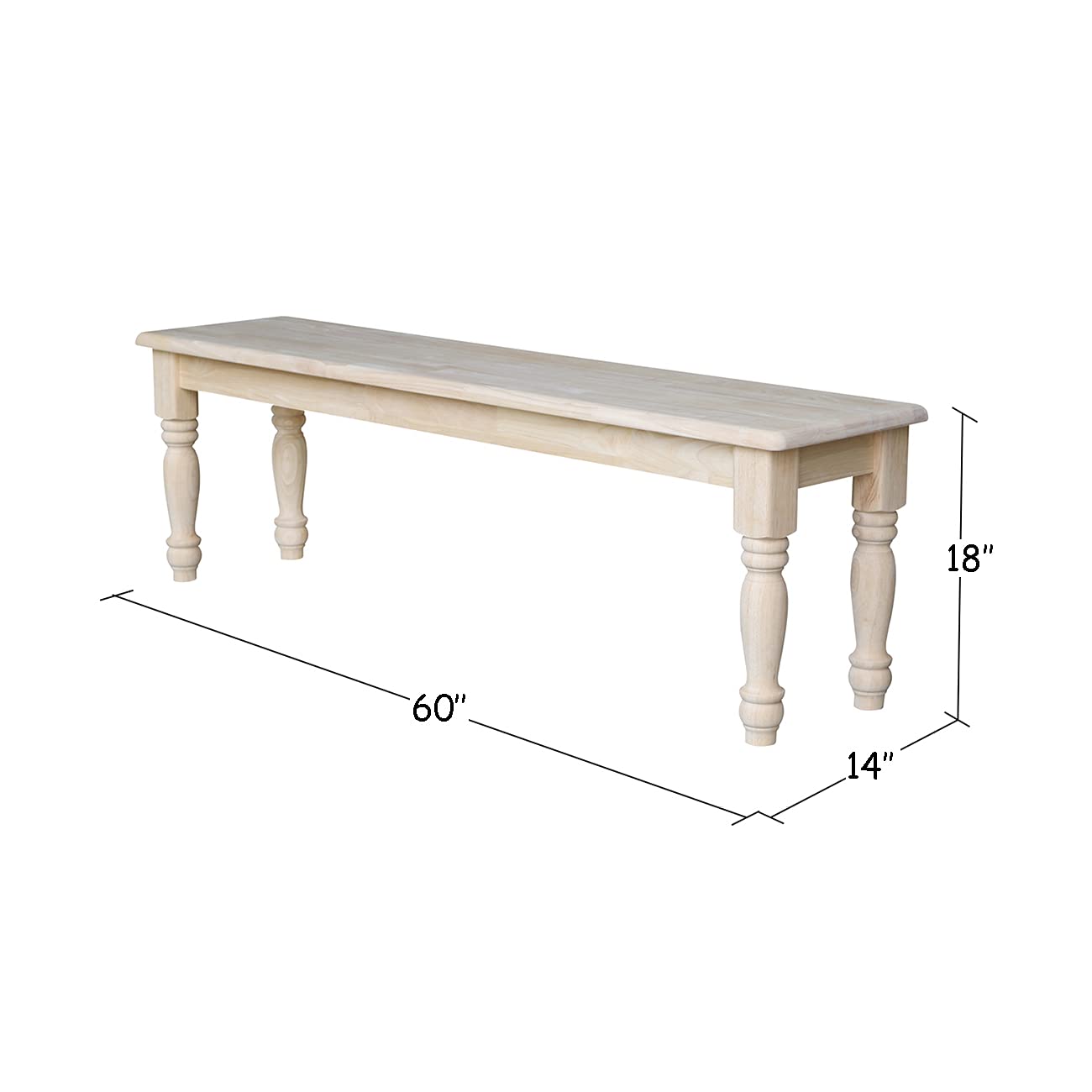 IC International Concepts International Concepts Farmhouse Bench, Unfinished - WoodArtSupply