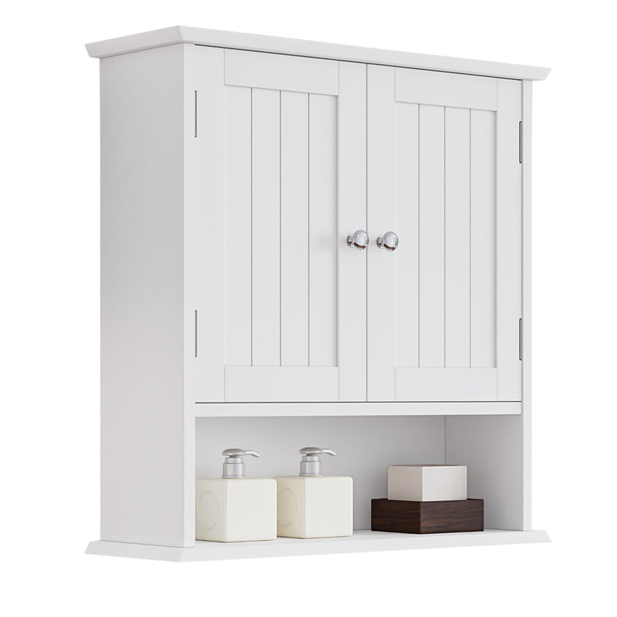 Mino Kesper Bathroom Wall Cabinet, Bathroom Cabinet Wall Mount with 2 Doors and Open Shelf, Over The Toilet Wall Storage Cabinet, Bathroom Medicine Cabinet Mino Kesper