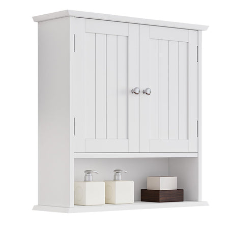 Mino Kesper Bathroom Wall Cabinet, Bathroom Cabinet Wall Mount with 2 Doors and Open Shelf, Over The Toilet Wall Storage Cabinet, Bathroom Medicine Cabinet Mino Kesper