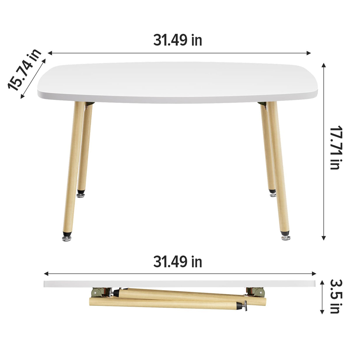 WOHOMO Folding Coffee Table White Small Coffee Tables for Living Room Portable Simple Modern Center Table for Small Spaces, No Assembly, 31.5 * 15.7 * 17.7IN, White Htp WOHOMO