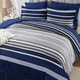 Dobuyly Navy Blue Queen Comforter Set 7 Pieces, Boho Striped Bed in a Bag Queen Size Soft Microfiber All Season Bedding Set with Comforter, Sheets, Pillowcases & Shams Dobuyly