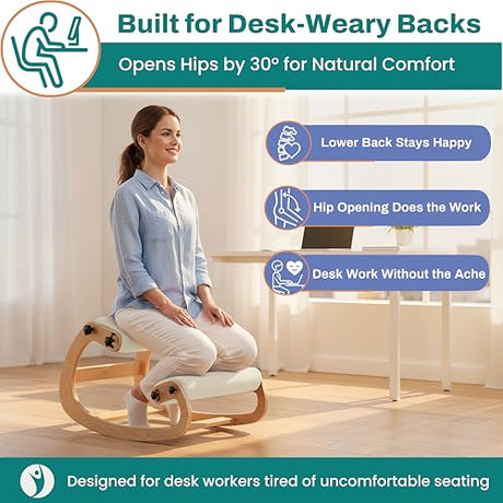 NYPOT Ergonomic Kneeling Chair with Adjustable Seats - Knee Chair for Posture Correction & Kneel Rocking Stool for Desk - Back Pain Relief for Home and Office, Supports 250 pounds - 5 Years Warranty NYPOT