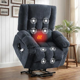 BOSMILLER Power Lift Recliner Chair with Massage and Heat for Elderly,Electric Lift Chair with USB Charging Runction and Side Pockets, Suitable for Living Rooms and bedrooms,Blue
