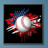 DIY 5D Diamond Art Painting Baseball Flag 16x16 Inch. Round Full Drill Rhinestone Embroidery for Home Wall Decoration Generic