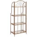 SAFAVIEH PAT5014A Collection Amaris Rusty Orange Wrought Iron 4 Tier Outdoor Bakers Rack Shelve Safavieh