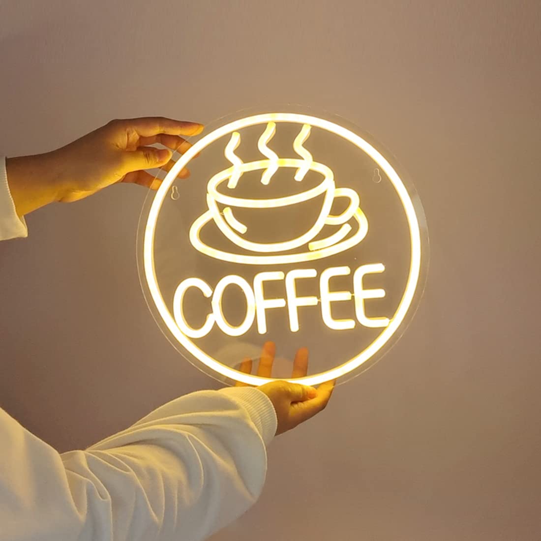 Britrio Coffee Neon Sign for Home Cafe Bar Kitchen Dinning Room Light Birthday Party Bedroom Restaurant Pub Man Cave LED Wall Art Decoration Holiday Gift 5V USB Powered Warm White - WoodArtSupply