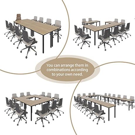 Bonzy Home 9FT Conference Table with Chairs Set, 4pcs Office Tables & 8pcs Chairs Set for Conference Room Meeting Room Training Room, Natural Bonzy Home