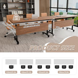 Modern Conference Table,4PCS Folding Conference Table with 360°Mobile Wheels,Office Conference Room Table for 4-6 Person,Modular Meeting Table (Walnut, 55in) Generic